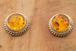 Artie Yellowhorse Genuine Amber Sterling Silver Post Earrings
